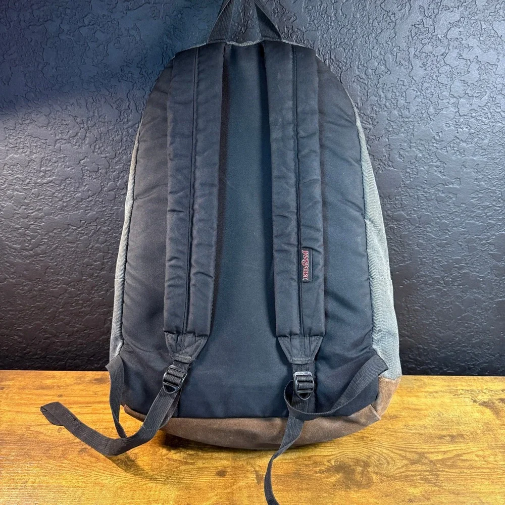 JanSport Right Pack Grey Herringbone Tweed Suede Backpack Unisex One Size
